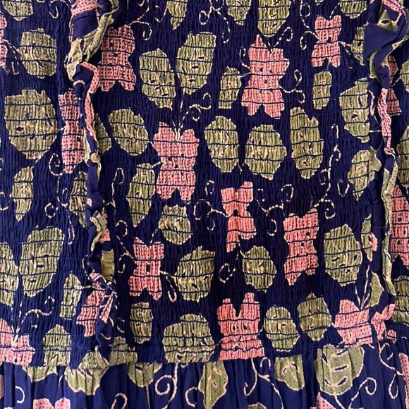 Banjanan Cotton Print Midi Dress with Ruching - Picture 3 of 6